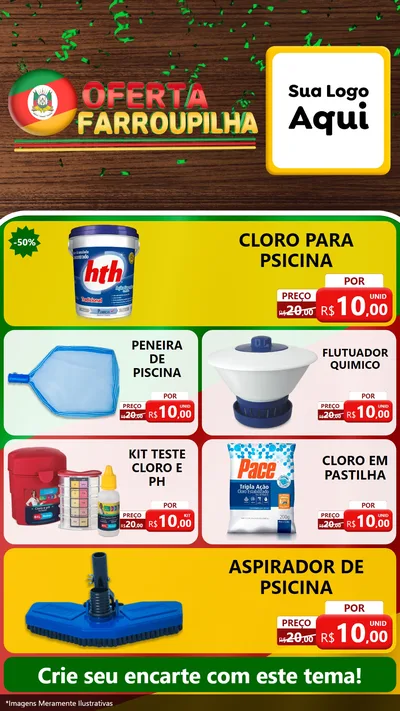 Modelo de TV para TV Vertical com o tema Oferta Farroupilha para Produtos para Piscina