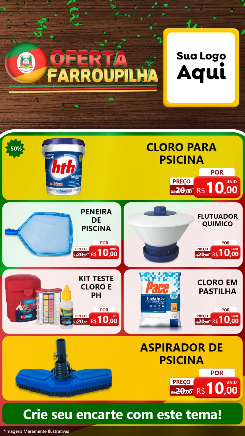 Modelo de TV para TV Vertical com o tema Oferta Farroupilha para Produtos para Piscina