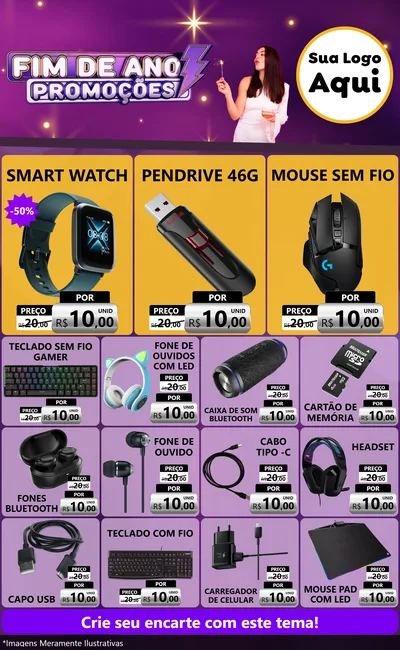 Modelo de Encarte para Encarte Grande com o tema Fim de Ano Promoções para Informática