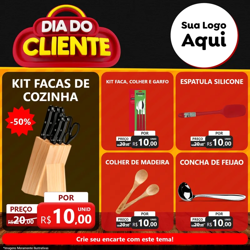Modelo de Rede Social para Feed Facebook com o tema Dia do Cliente para Utilidades Domésticas