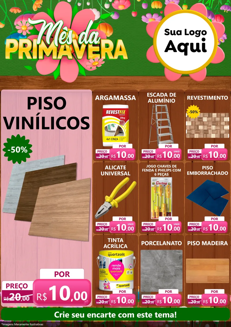 Modelo de Encarte para Encarte A4 Vertical com o tema Mês da Primavera para Material para Construção
