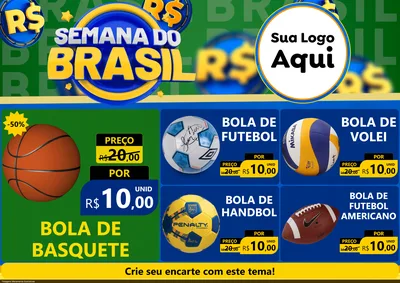 Modelo de Encarte para Encarte A4 Horizontal com o tema Semana Do Brasil para Artigos Esportivos