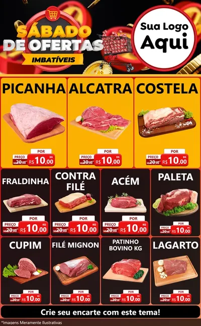 Modelo de Encarte para Encarte Grande com o tema Sábado de Ofertas Imbatíveis para Açougue