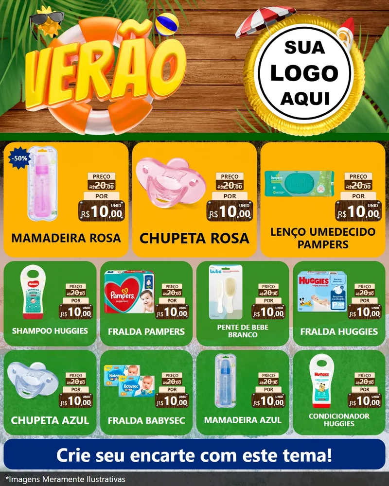Modelo de Rede Social para Feed Instagram com o tema Verão para Bebês