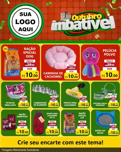 Modelo de Rede Social para Feed Instagram com o tema Outubro Imbatível para Pet Shop