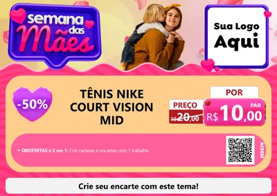 Modelo de Cartaz para Cartaz A4 Horizontal com o tema Semana das Mães para Calçados