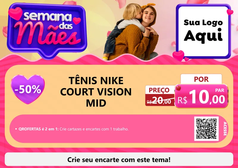 Modelo de Cartaz para Cartaz A4 Horizontal com o tema Semana das Mães para Calçados