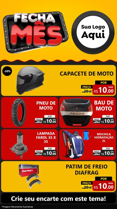 Modelo de TV para TV Vertical com o tema Fecha Mês para Moto peças
