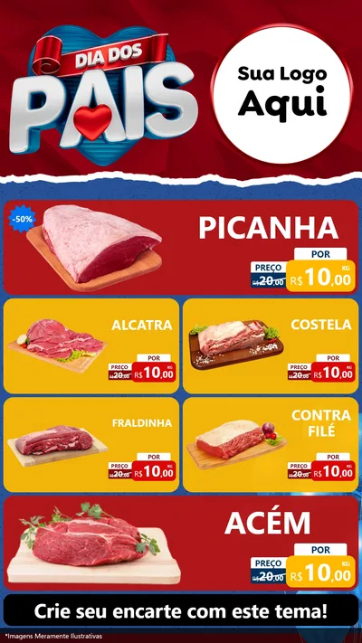 Modelo de TV para TV Vertical com o tema Dia dos Pais para Açougue