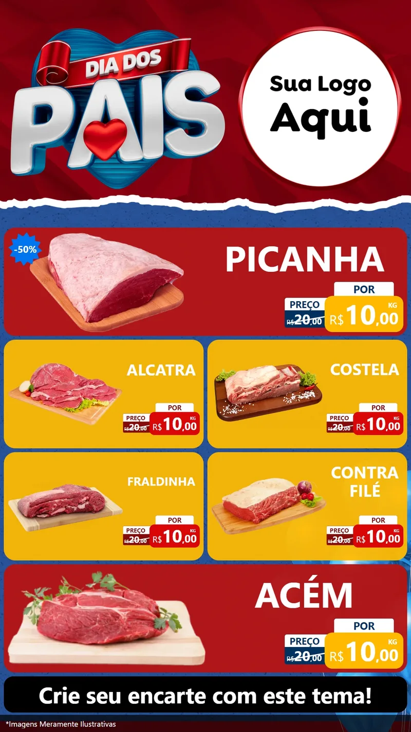Modelo de TV para TV Vertical com o tema Dia dos Pais para Açougue