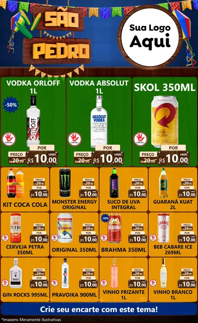 Modelo de Encarte para Encarte Grande com o tema São Pedro para Distribuidora de bebidas