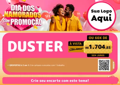 Modelo de Cartaz para Cartaz A4 Horizontal com o tema Dia dos Namorados com Promoção para Concessionaria de Carros
