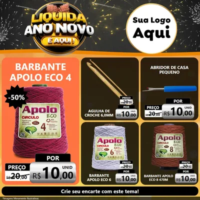 Modelo de Rede Social para Feed Facebook com o tema Liquida Ano Novo É Aqui! para Armarinho e Aviamentos