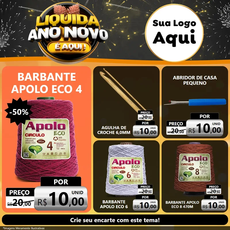 Modelo de Rede Social para Feed Facebook com o tema Liquida Ano Novo É Aqui! para Armarinho e Aviamentos