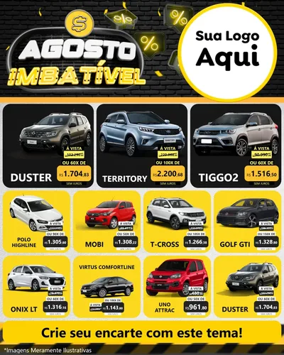 Modelo de Rede Social para Feed Instagram com o tema Agosto Imbatível para Concessionaria de Carros