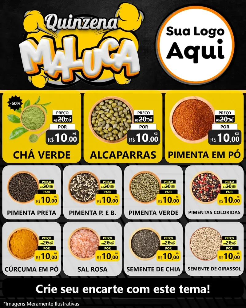 Modelo de Rede Social para Feed Instagram com o tema Quinzena Maluca para Produtos Naturais