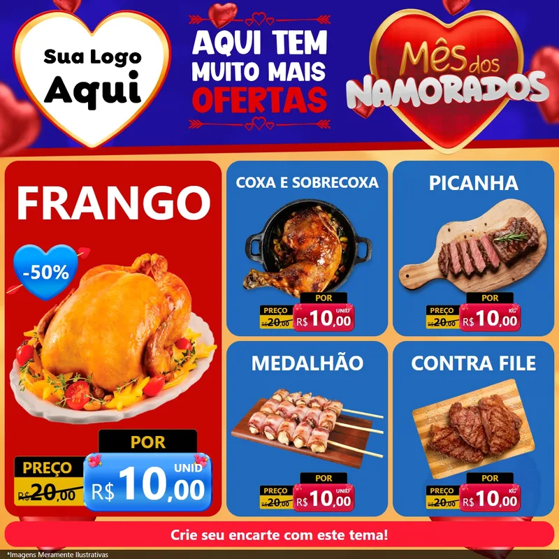Modelo de Rede Social para Feed Facebook com o tema Mês dos Namorados para Assados