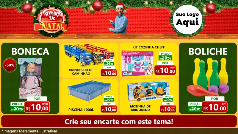 Modelo de TV para TV Horizontal com o tema Promoção de Natal para Brinquedos