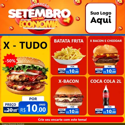 Modelo de Rede Social para Feed Facebook com o tema Operação Setembro Com Muita Economia para Hamburgueria