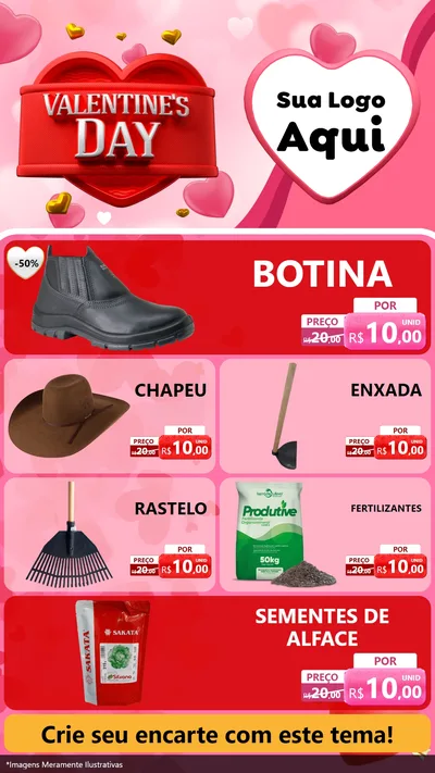 Modelo de TV para TV Vertical com o tema Valentine's Day para Agropecuária