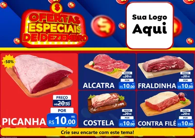 Modelo de Encarte para Encarte A4 Horizontal com o tema Ofertas Especiais de Dezembro para Açougue