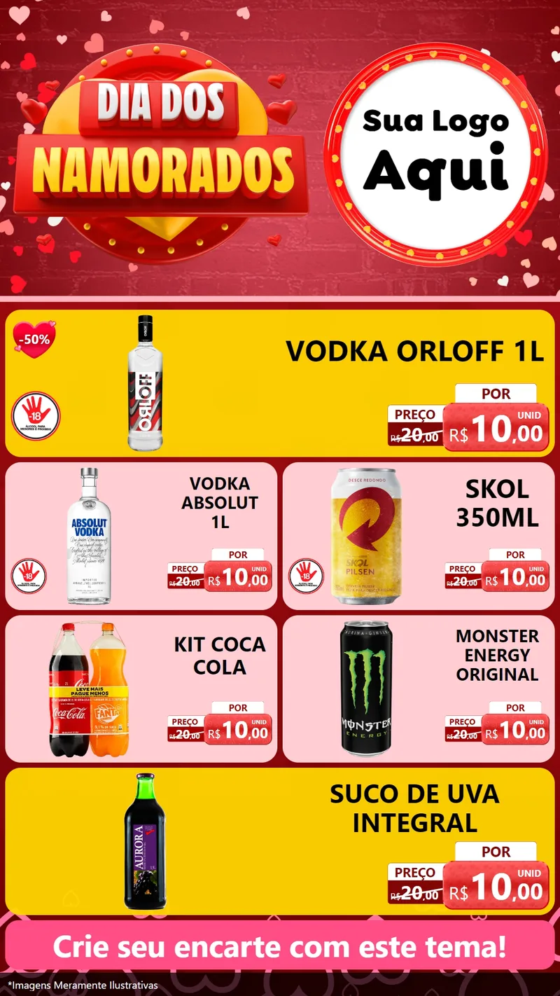 Modelo de TV para TV Vertical com o tema Dia Dos Namorados para Distribuidora de bebidas