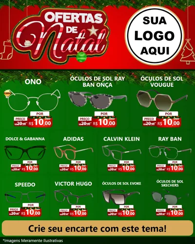 Modelo de Rede Social para Feed Instagram com o tema Ofertas de Natal para Óticas