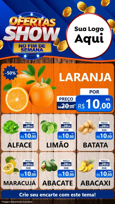 Modelo de Rede Social para Stories com o tema Ofertas Show No Fim De Semana para Hortifrúti