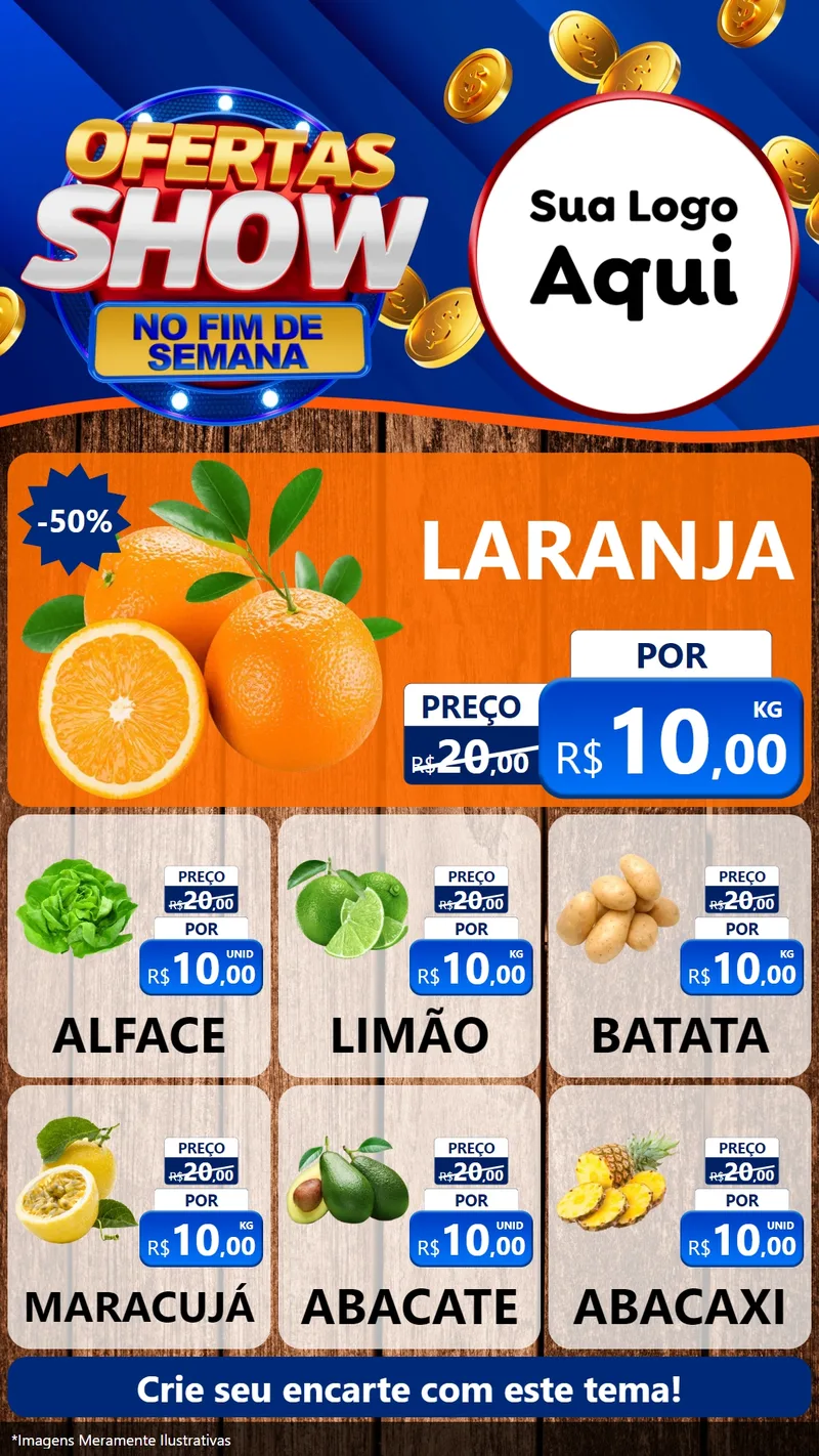 Modelo de Rede Social para Stories com o tema Ofertas Show No Fim De Semana para Hortifrúti