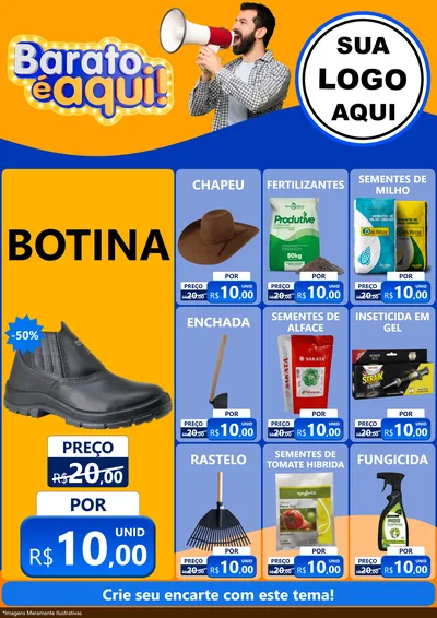 Modelo de Encarte para Encarte A4 Vertical com o tema Barato é aqui para Agropecuária