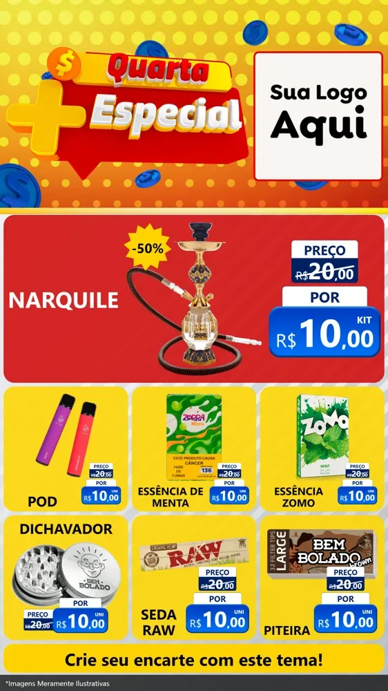 Modelo de Rede Social para Stories com o tema Quarta Mais Especial para Tabacaria