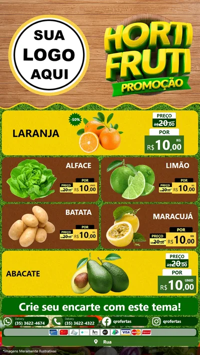 Modelo de TV para TV Vertical com o tema Hortifrúti Promoção para Hortifrúti