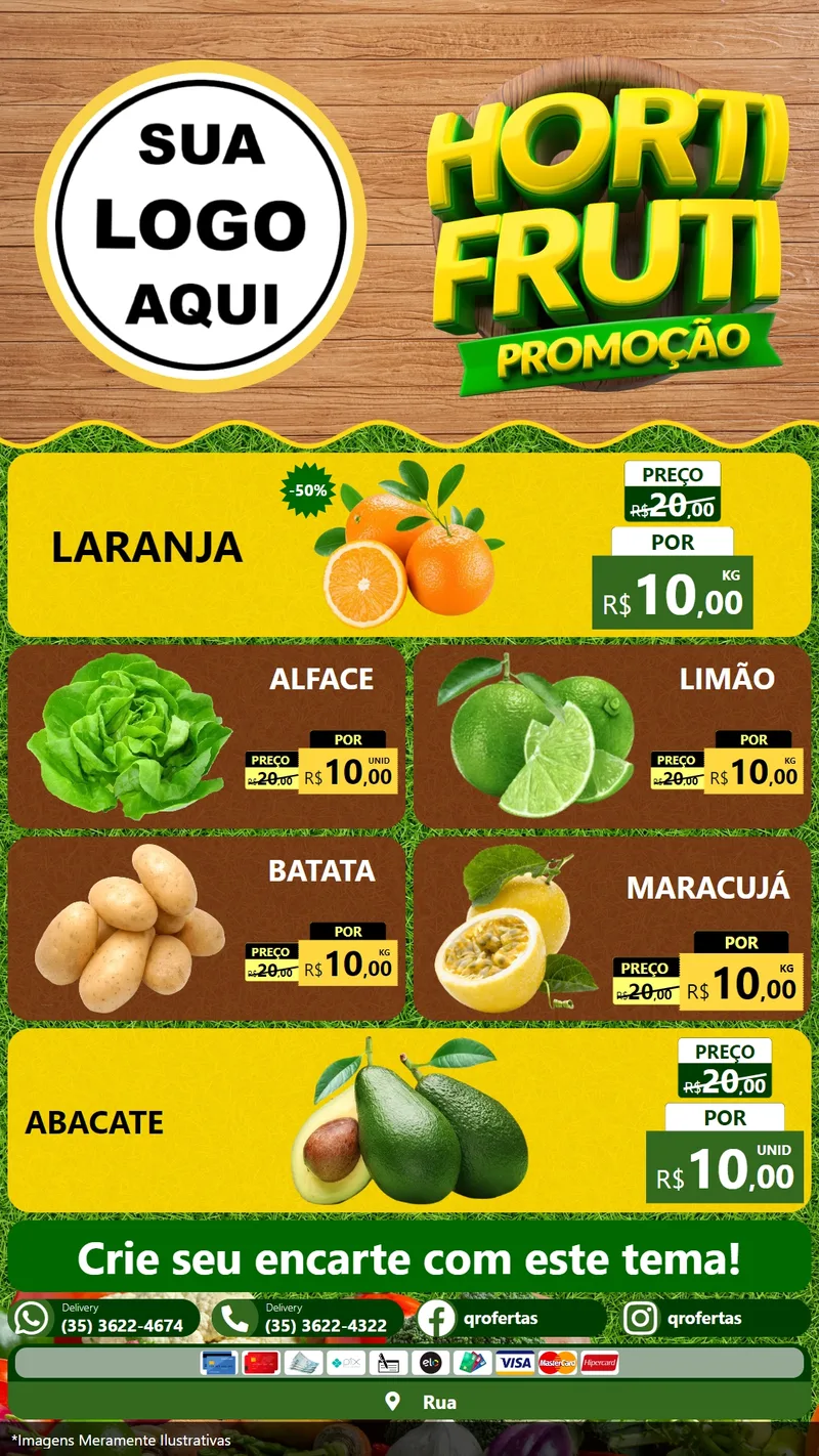 Modelo de TV para TV Vertical com o tema Hortifrúti Promoção para Hortifrúti