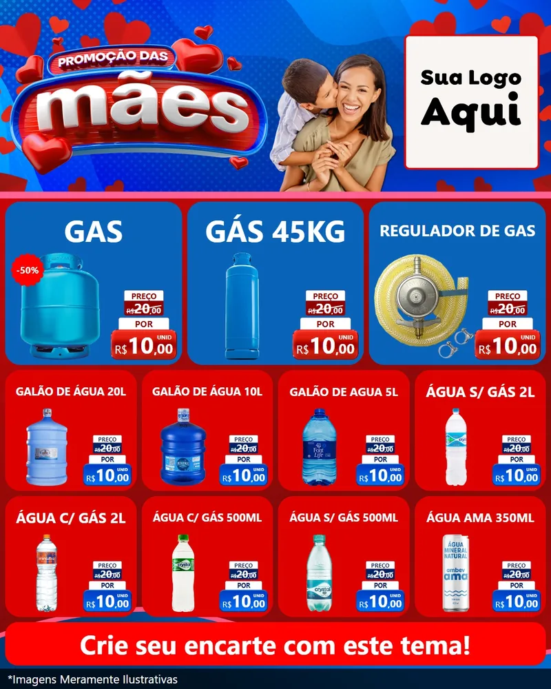 Modelo de Rede Social para Feed Instagram com o tema Promoção das Mães para Água e gás
