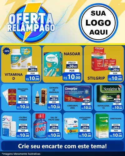 Modelo de Rede Social para Feed Instagram com o tema Oferta Relâmpago para Farmácia