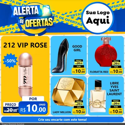 Modelo de Rede Social para Feed Facebook com o tema Alerta de Ofertas para Perfumes