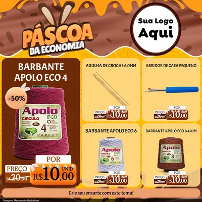 Modelo de Rede Social para Feed Facebook com o tema Páscoa da Economia para Armarinho e Aviamentos