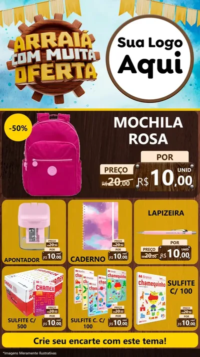 Modelo de Rede Social para Stories com o tema Ofertas de São João - Junina para Papelaria