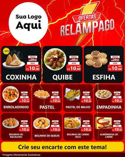 Modelo de Rede Social para Feed Instagram com o tema Ofertas Relâmpago para Salgadaria