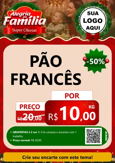 Modelo de Cartaz para Cartaz A4 Vertical com o tema Alegria Em Família - Super Ofertas para Padaria