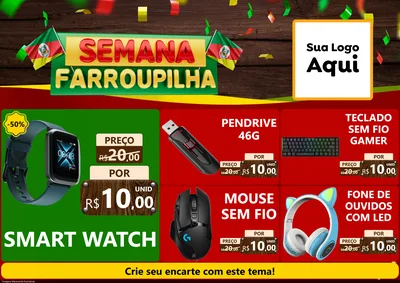Modelo de Encarte para Encarte A4 Horizontal com o tema Semana Farroupilha para Informática