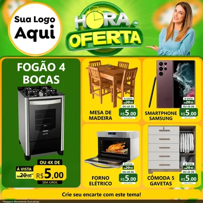 Modelo de Rede Social para Feed Facebook com o tema Hora da Oferta para Móveis e Eletro