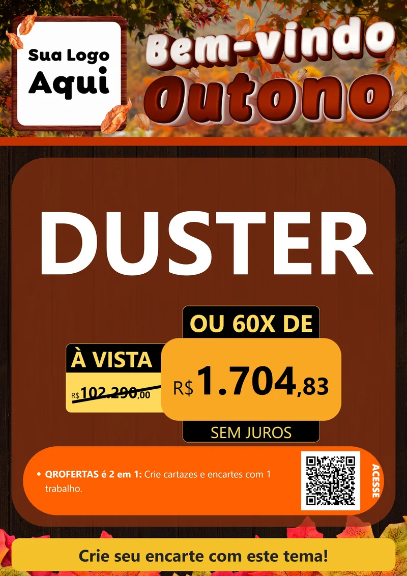 Modelo de Cartaz para Cartaz A4 Vertical com o tema Bem-vindo Outono para Concessionaria de Carros