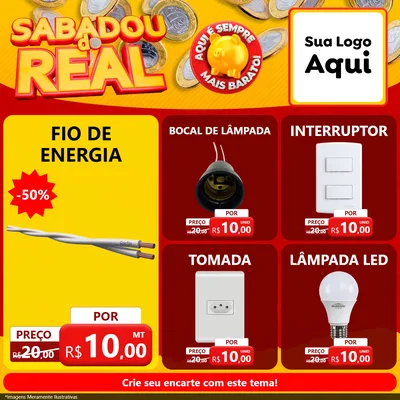Modelo de Rede Social para Feed Facebook com o tema Sabadou do Real para Materiais Elétricos