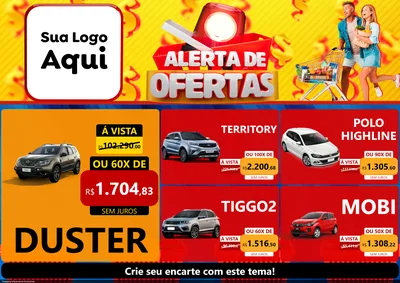 Modelo de Encarte para Encarte A4 Horizontal com o tema Alerta de Ofertas para Concessionaria de Carros