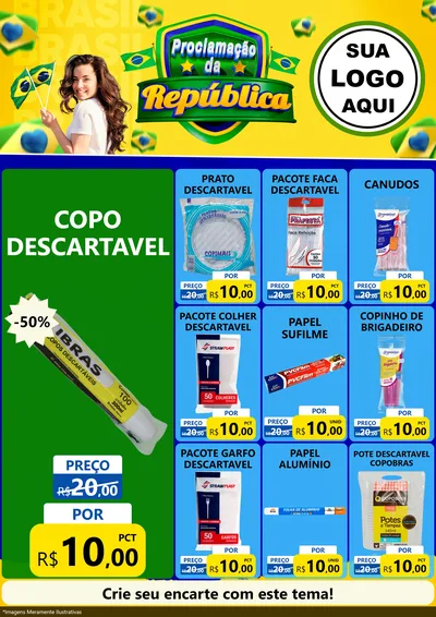Modelo de Encarte para Encarte A4 Vertical com o tema Proclamação da República para Embalagens