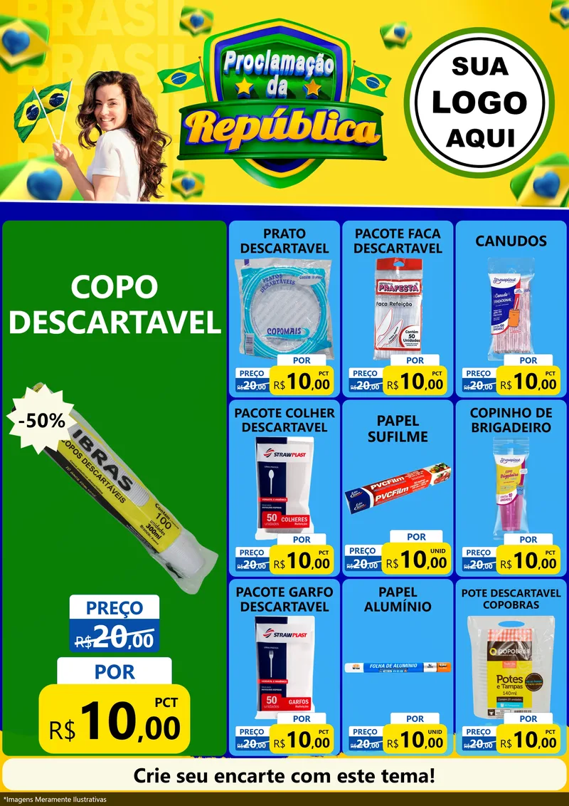 Modelo de Encarte para Encarte A4 Vertical com o tema Proclamação da República para Embalagens
