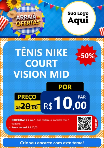 Modelo de Cartaz para Cartaz A4 Vertical com o tema Arraiá de Ofertas para Calçados