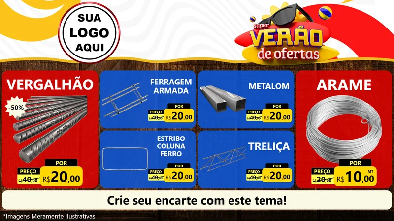 Modelo de TV para TV Horizontal com o tema Super Verão de Ofertas para Ferragens