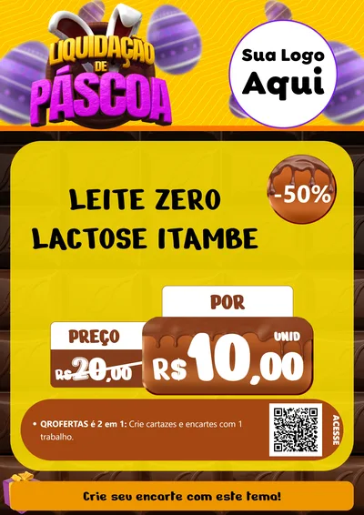 Modelo de Cartaz para Cartaz A4 Vertical com o tema Liquidação de Páscoa para Frios e Laticínios